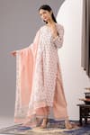 Shop_Abbaran_Pink Kurta And Palazzo - Cotton Cambric Printed Polka Dots Round Set _Online_at_Aza_Fashions