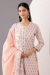 Abbaran_Pink Kurta And Palazzo - Cotton Cambric Printed Polka Dots Round Set _at_Aza_Fashions