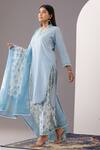 Buy_Abbaran_Blue Kurta And Salwar - Cotton Cambric Printed Polka Dots V Neck Block Set _Online_at_Aza_Fashions