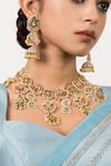 Zevar King_Multi Color Kundan Semi-precious Stones And Pearls Vintage Jadau Necklace Set _Online_at_Aza_Fashions