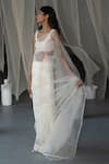 Zoon_Off White Saree Silk Organza Embroidered Aari With Pearl Embellished Blouse _Online_at_Aza_Fashions