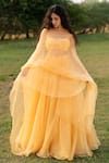 Zoon_Yellow Dupatta And Lehenga Silk Organza Sequined Set With Embellished Blouse _at_Aza_Fashions