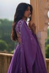 Buy_Zoon_Purple Lehenga Organza Embroidery Aari Square Neck Mukaish Set _Online_at_Aza_Fashions