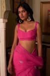 Shop_Zoon_Pink Saree 100% Silk Organza Embroidery Floral Notched Placement With Blouse _Online_at_Aza_Fashions