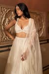 Zoon_Off White Lehenga And Dupatta Silk Organza Embroidery Sequin Leaf Panelled Set _Online_at_Aza_Fashions