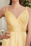 Buy_Zosia_Yellow Luxury Crushed Satin Hestia Pleated Jumpsuit_Online_at_Aza_Fashions