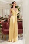 Shop_Zosia_Yellow Luxury Crushed Satin Hestia Pleated Jumpsuit_Online_at_Aza_Fashions