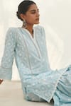 Buy_Mulmul_Blue 100% Pure Mulmul Embroidered Zarani Panelled Kurta And Gharara Set _Online_at_Aza_Fashions