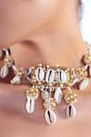 Kanyaadhan By Dhirajaayushi_White Beads Shell Drop Choker _Online_at_Aza_Fashions