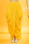 Shop_Aryavir Malhotra_Yellow Silk Chandelier Print Cape And Dhoti Skirt Set_Online_at_Aza_Fashions