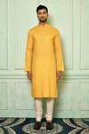 Shop_Nazaakat by Samara Singh_Yellow Cotton Printed Kurta_Online_at_Aza_Fashions