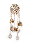 Kanyaadhan By Dhirajaayushi_White Sequins, Beads, Diamonds Shell Drop Dangler Earrings _Online_at_Aza_Fashions
