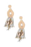 Shop_Kanyaadhan By Dhirajaayushi_White Beads Tassel Drop Earrings _at_Aza_Fashions