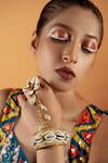 Kanyaadhan By DhirajAayushi_White Beads Shell Studded Haathphool _Online_at_Aza_Fashions