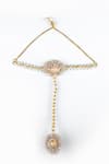 Shop_Kanyaadhan By DhirajAayushi_White Beads Shell Studded Haathphool _at_Aza_Fashions