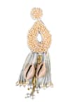 Kanyaadhan By Dhirajaayushi_White Beads Tassel Drop Earrings _Online_at_Aza_Fashions