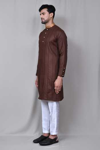 White - Straight Pintuck Plain Cotton Kurta 08 main image 0