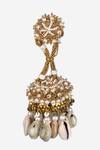 Buy_Kanyaadhan By Dhirajaayushi_Gold Plated Sequins, Beads, Metallic Thread Shell Embellished Jhumkas _Online_at_Aza_Fashions