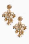Shop_Kanyaadhan By Dhirajaayushi_Gold Plated Beads Floral Shell Embellished Earrings _at_Aza_Fashions