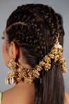 Kanyaadhan By Dhirajaayushi_White Sequins, Beads, Metallic Thread Shell Drop Jhumka Earrings _Online_at_Aza_Fashions