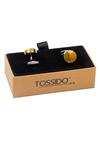 Buy_Tossido_Yellow Round Shape Cufflinks_Online_at_Aza_Fashions