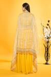 Shop_Aryavir Malhotra_Yellow Silk Chandelier Print Cape And Dhoti Skirt Set_at_Aza_Fashions