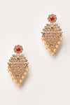 Shop_Nayaab by Aleezeh_Gold Plated Kundan And Pearls Stone Embellished Dangler Earrings_at_Aza_Fashions