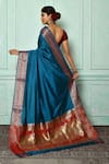 Shop_Nazaakat by Samara Singh_Blue Soft Banarasi Plain Silk Woven Zari Work Saree_at_Aza_Fashions