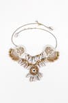 Shop_Kanyaadhan By Dhirajaayushi_White Beads Shell Embellished Layered Necklace _at_Aza_Fashions