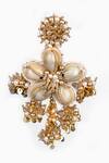Buy_Kanyaadhan By Dhirajaayushi_Gold Plated Beads Floral Shell Embellished Earrings _Online_at_Aza_Fashions