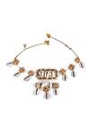 Shop_Kanyaadhan By Dhirajaayushi_White Beads Shell Drop Choker _at_Aza_Fashions