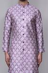 Shop_Samyukta Singhania_Purple Kurta Jacquard Art Silk Geometric Set_Online_at_Aza_Fashions