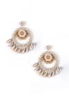 Shop_Kanyaadhan By DhirajAayushi_Gold Plated Beads Shell Drop Earrings _at_Aza_Fashions