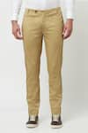 Shop_Lacquer Embassy_Beige 100% Cotton Plain Talea Trouser  _at_Aza_Fashions