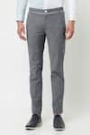 Shop_Lacquer Embassy_Grey 100% Cotton Textured Pattern Maison Trouser  _at_Aza_Fashions