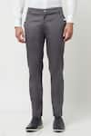 Shop_Lacquer Embassy_Grey 100% Cotton Plain Pulque Trouser  _at_Aza_Fashions