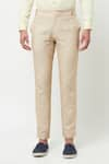 Shop_Lacquer Embassy_Beige Linen Plain Clover Trouser  _at_Aza_Fashions