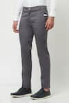 Buy_Lacquer Embassy_Grey 100% Cotton Plain Pulque Trouser  _Online_at_Aza_Fashions