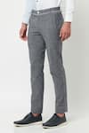 Buy_Lacquer Embassy_Grey 100% Cotton Textured Pattern Maison Trouser  _Online_at_Aza_Fashions