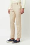 Buy_Lacquer Embassy_Beige Linen Plain Clover Trouser  _Online_at_Aza_Fashions