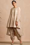 Buy_Sue Mue_Beige Kora Round Embroidered Kurta Set _at_Aza_Fashions