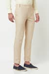 Lacquer Embassy_Beige Linen Plain Clover Trouser  _Online_at_Aza_Fashions