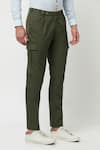 Lacquer Embassy_Green 100% Cotton Plain Montero Trouser  _Online_at_Aza_Fashions