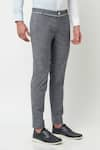 Lacquer Embassy_Grey 100% Cotton Textured Pattern Maison Trouser  _Online_at_Aza_Fashions