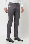 Lacquer Embassy_Grey 100% Cotton Plain Pulque Trouser  _Online_at_Aza_Fashions