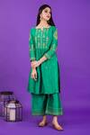 Buy_Priya Chaudhary_Green Chanderi Silk Kurta Set For Kids_at_Aza_Fashions