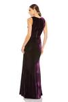 Shop_Mac Duggal_Purple Polyester V-neck Amethyst Solid Pleated Gown _at_Aza_Fashions