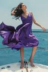 Buy_Mac Duggal_Purple Polyester Plunge Neck Maxi Dress _at_Aza_Fashions
