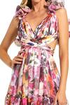 Buy_Mac Duggal_Multi Color Polyester Embroidery Plunge Multicolor Floral Cut-out Tiered Dress _Online_at_Aza_Fashions