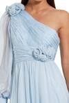 Mac Duggal_Blue Polyester Fabric Flowers One Shoulder 3d Floral Gown _Online_at_Aza_Fashions